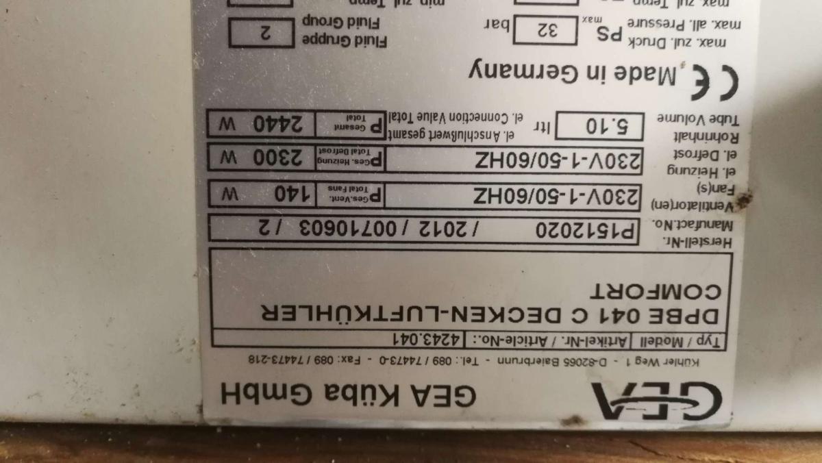 Elpárologtató GEA KÜBA DFBE 041 COMFORT – termékfotó alulnézet