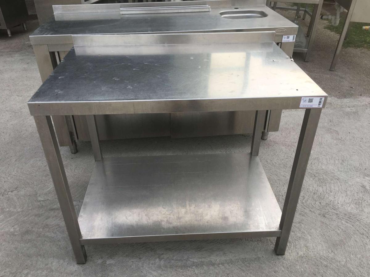 Rozsdamentes munkaasztal, alsó polccal, HF 70*66 – termékfotó elölnézet