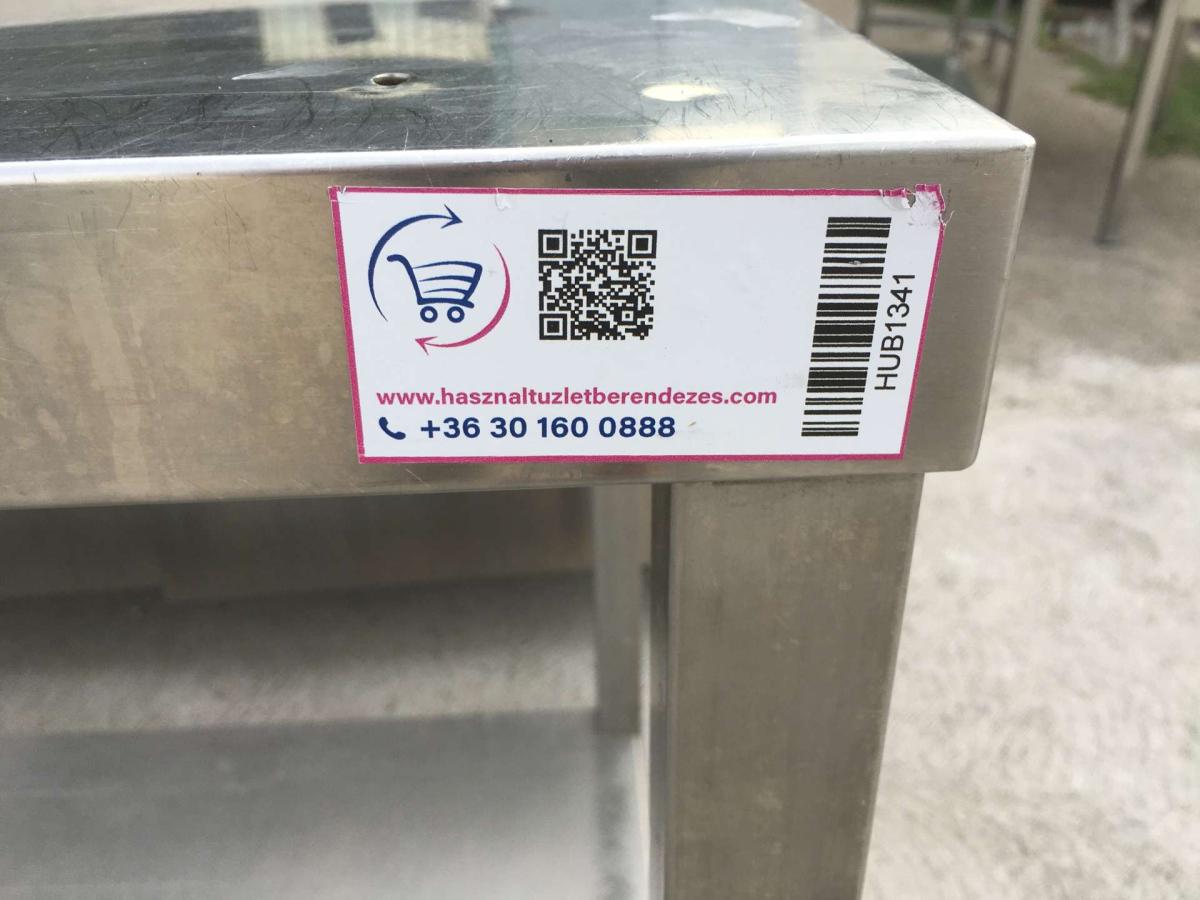 Rozsdamentes munkaasztal, alsó polccal, HF 70*66 – termékfotó jobb oldalról