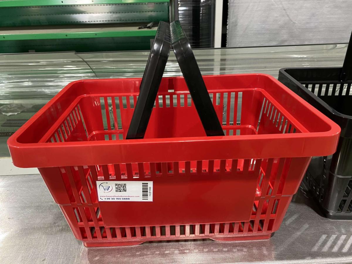 Új bevásárló kosár piros 22 literes – termékfotó hátulról