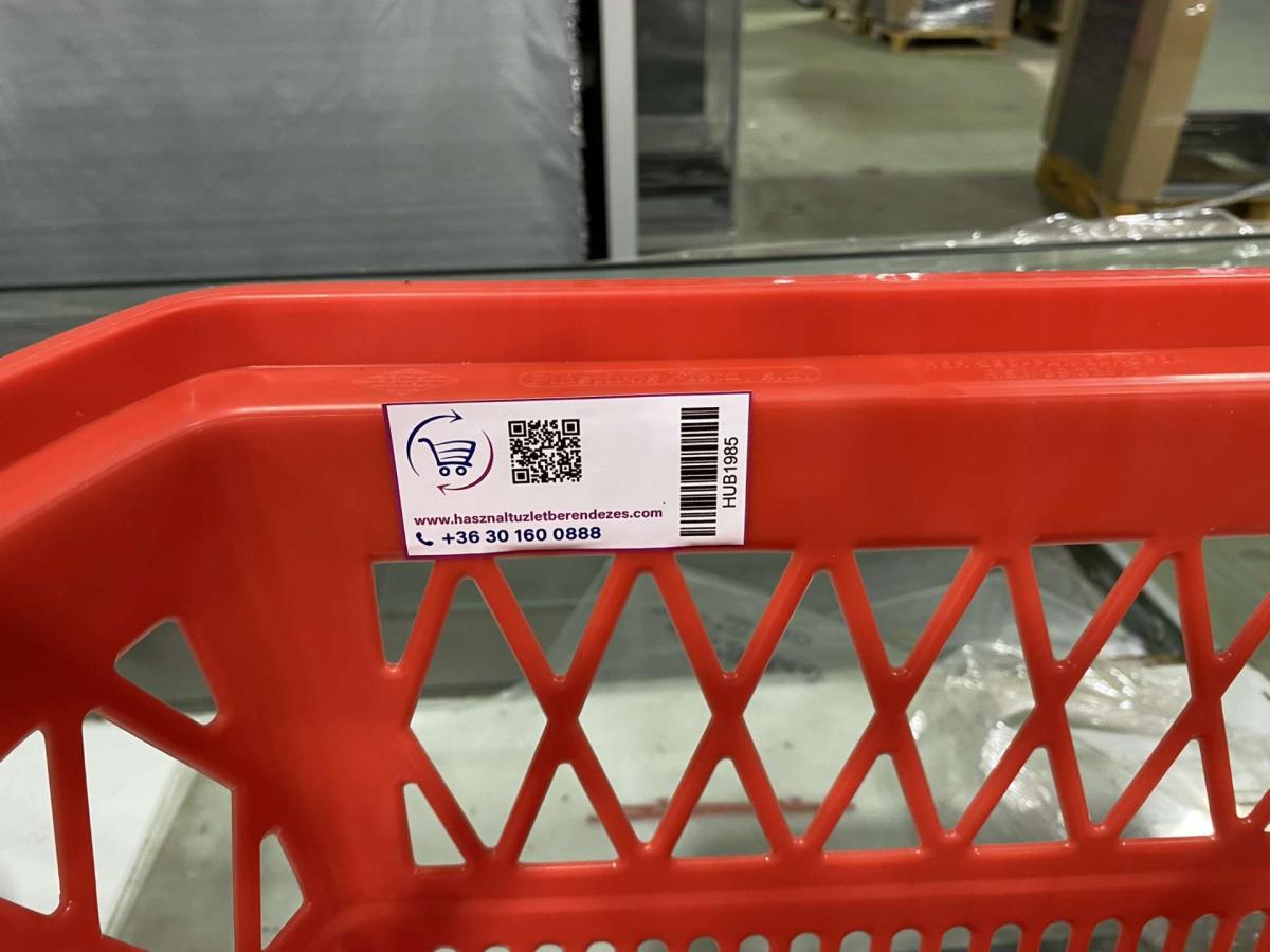 Új bevásárló kosár piros 28 literes gurulós – termékfotó hátulról