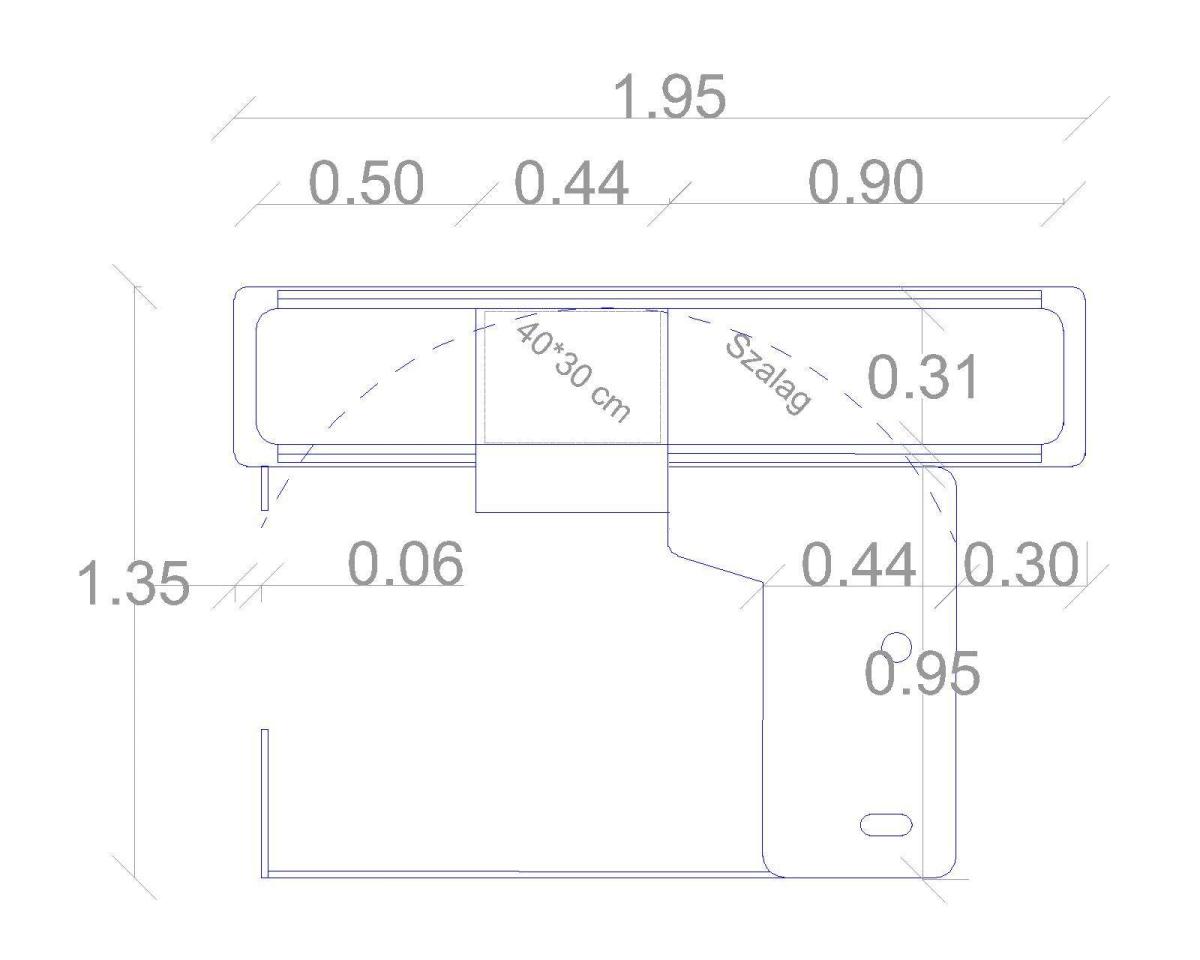 Kasszaasztal Pillen ( Szimpla elpakolós) – termékfotó elölnézet