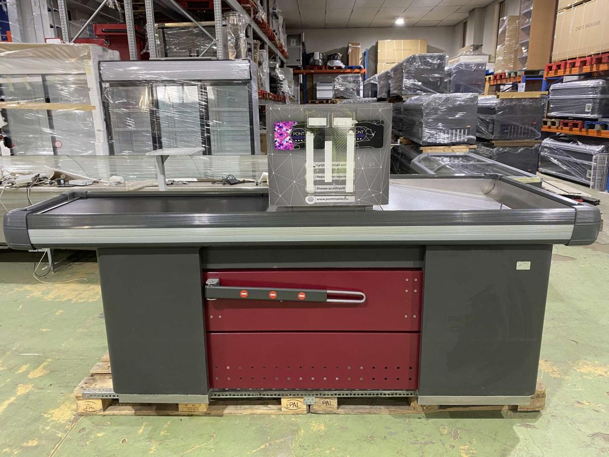 Kasszaasztal, Marsanz dupla elpakoló antracit-bordó – termékfotó elölnézet