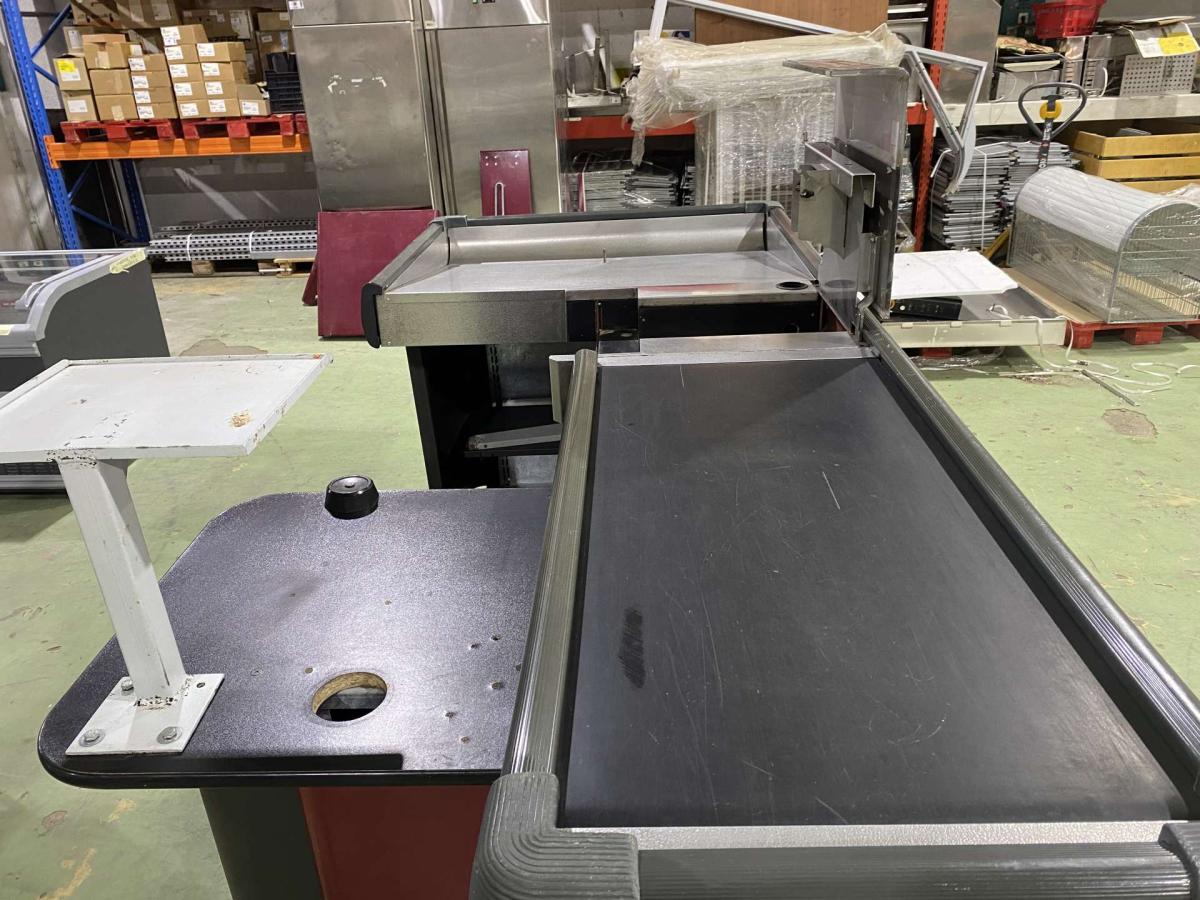 Kasszaasztal, Marsanz dupla elpakoló antracit-bordó – termékfotó bal oldalról