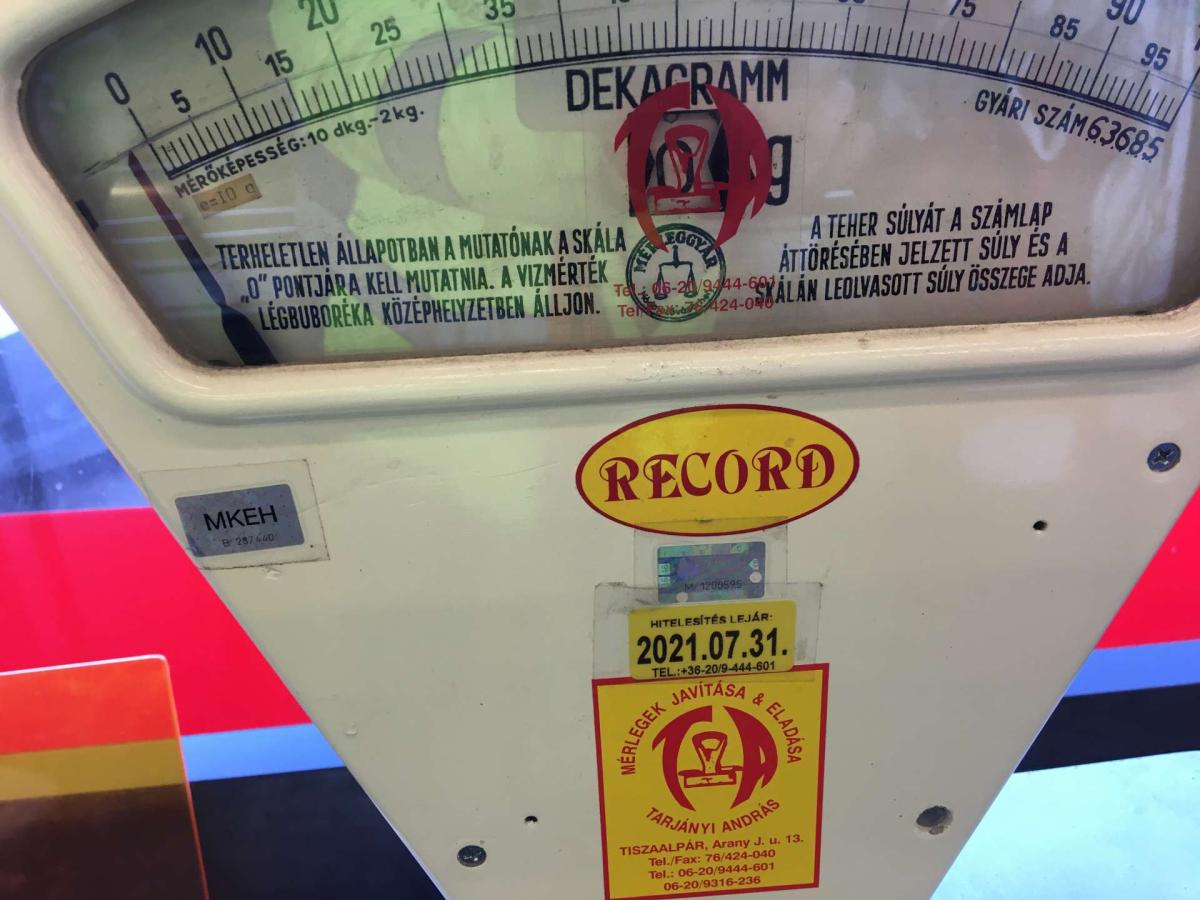 Régi, - antik - bolti ellenőrző mérleg – termékfotó felülnézet