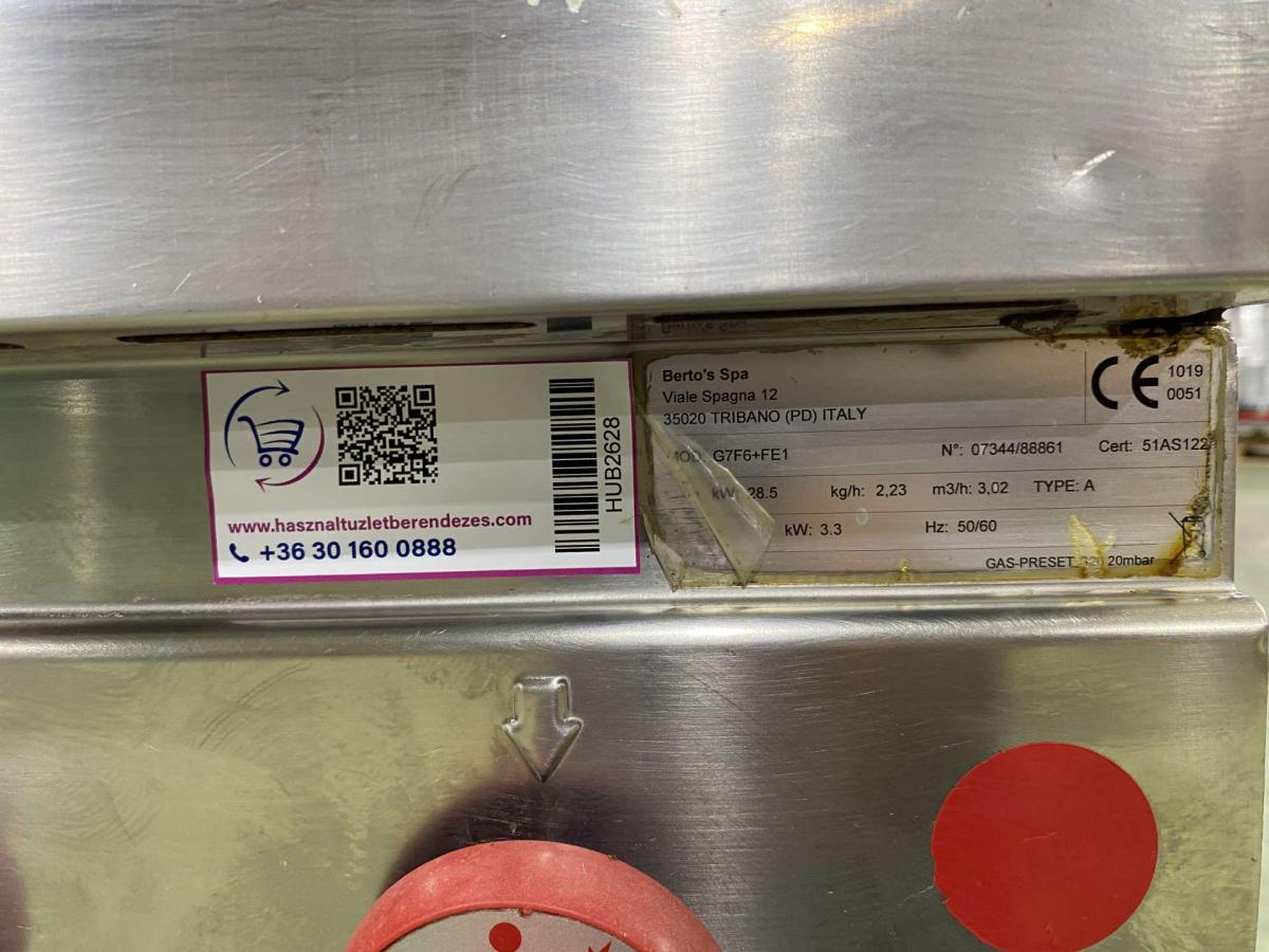 Bertos 6 égős tűzhely (G7F6+FE1) – termékfotó hátulról