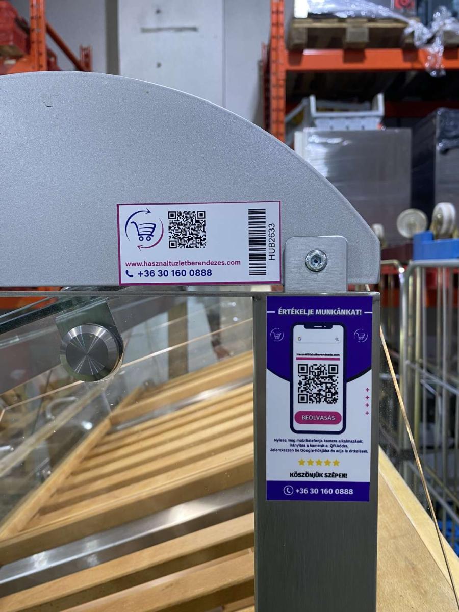 Pékárus állvány, önkiszolgáló, leheletvédős 125*93,5*172 – termékfotó csomagolás