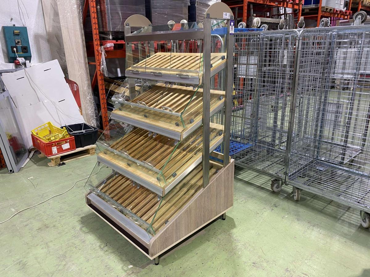 Pékárus állvány, önkiszolgáló, leheletvédős 105*93,5*180 – termékfotó hátulról