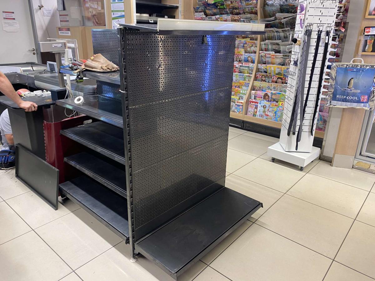 Kasszagondola, kasszaregál, kasszapolc – termékfotó felülnézet