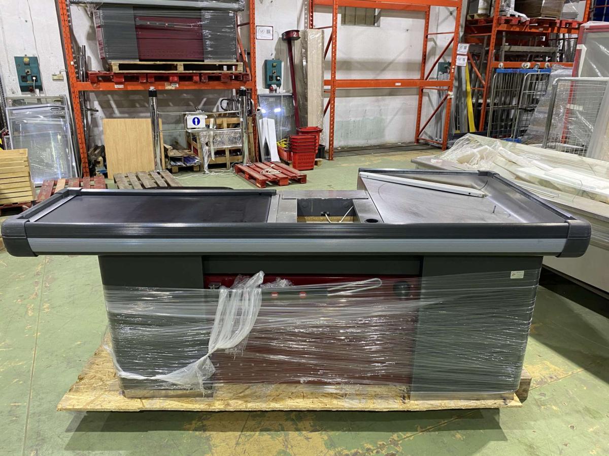 Kasszaasztal, Marsanz dupla elpakoló antracit-bordó_ – termékfotó elölnézet