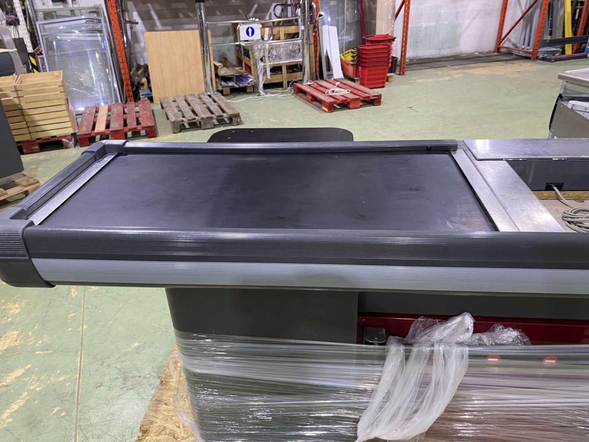 Kasszaasztal, Marsanz dupla elpakoló antracit-bordó_ – termékfotó jobb oldalról