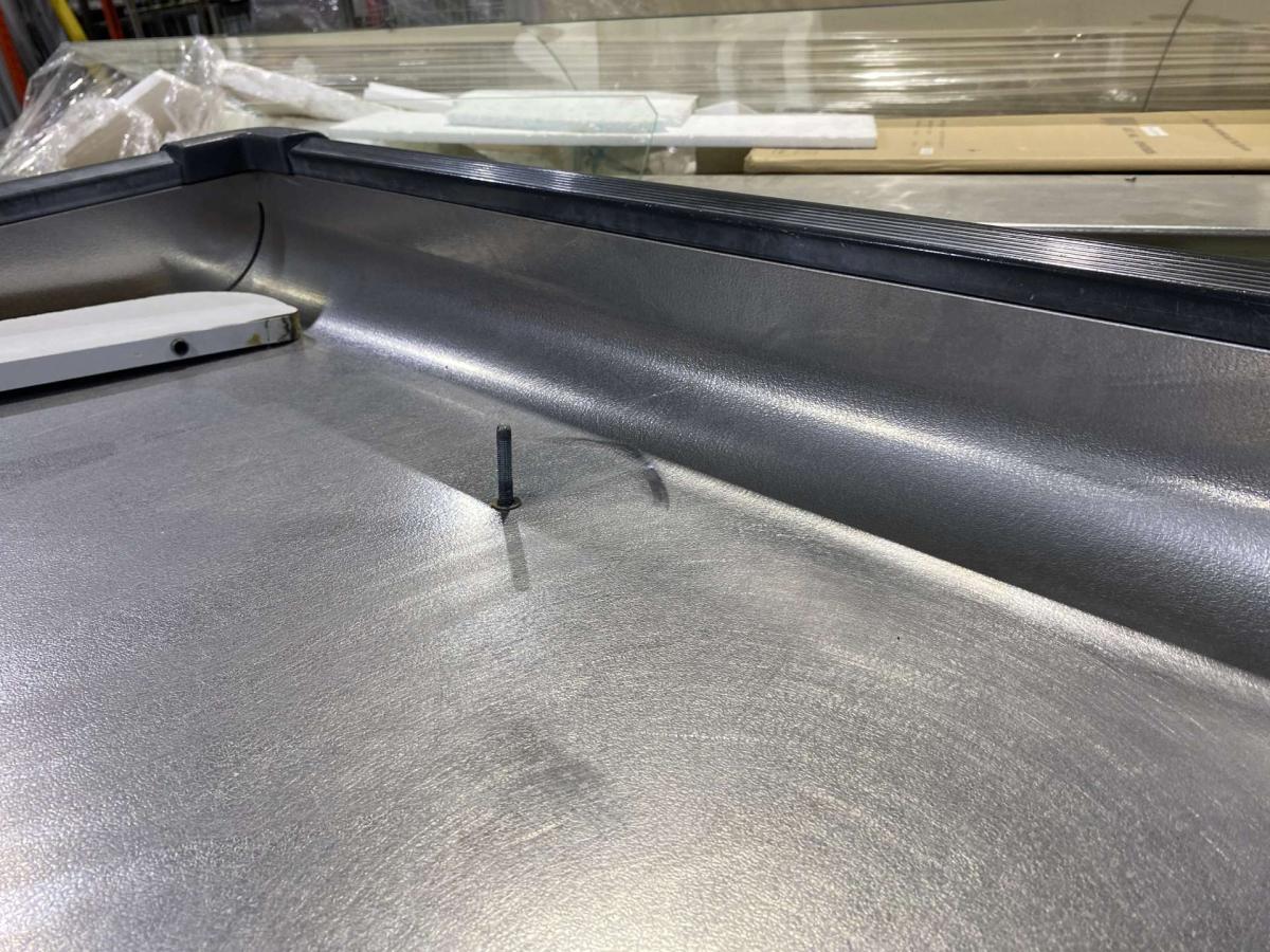 Kasszaasztal, Marsanz dupla elpakoló antracit-bordó_ – termékfotó hátulról