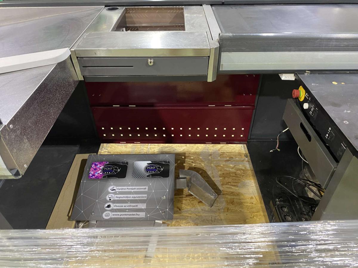 Kasszaasztal, Marsanz dupla elpakoló antracit-bordó_ – termékfotó felülnézet