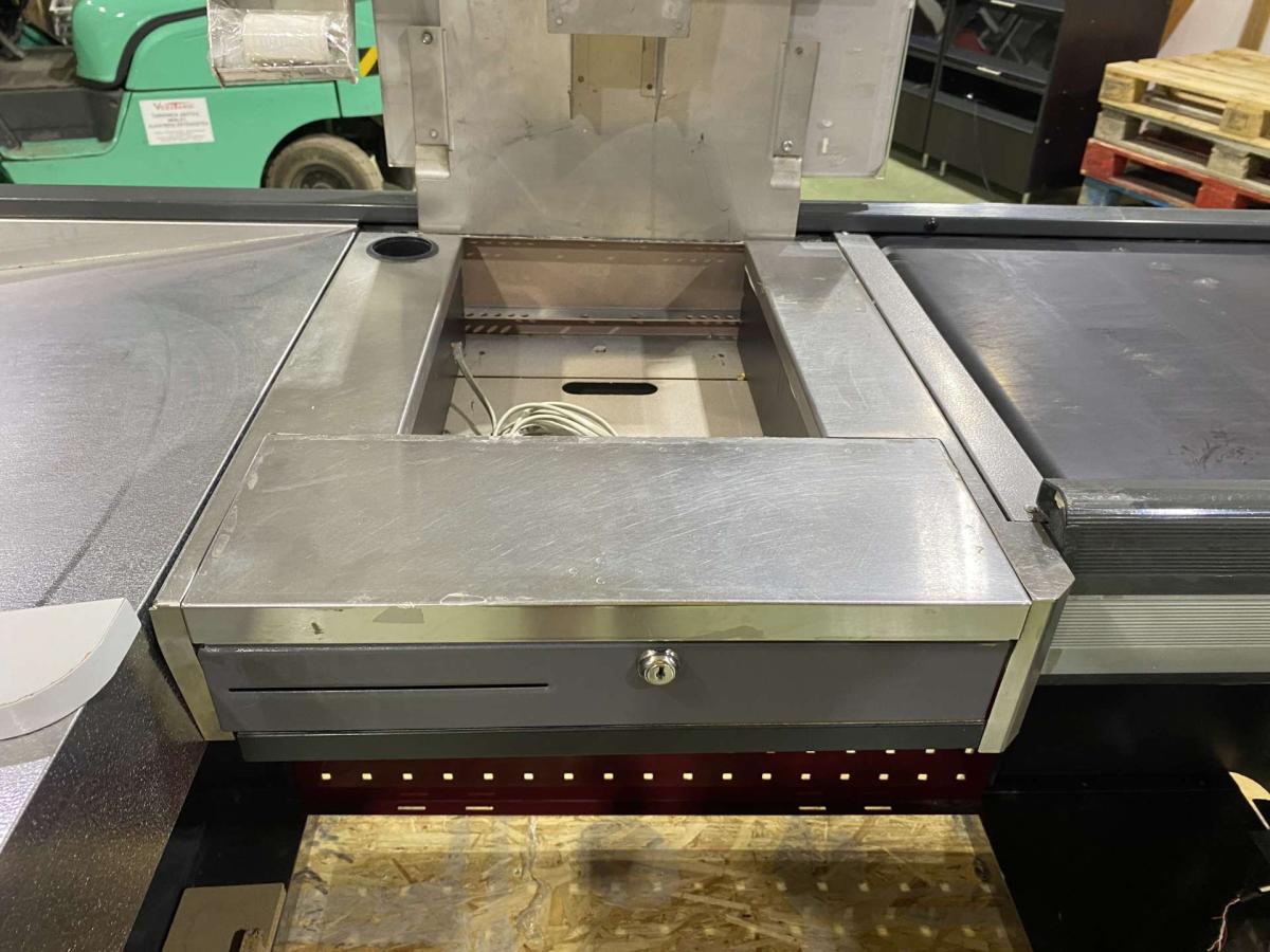 Kasszaasztal, Marsanz dupla elpakoló antracit-bordó_ – termékfotó részlet