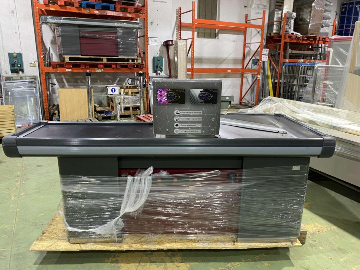 Kasszaasztal, Marsanz dupla elpakoló antracit-bordó_ – termékfotó csomagolás