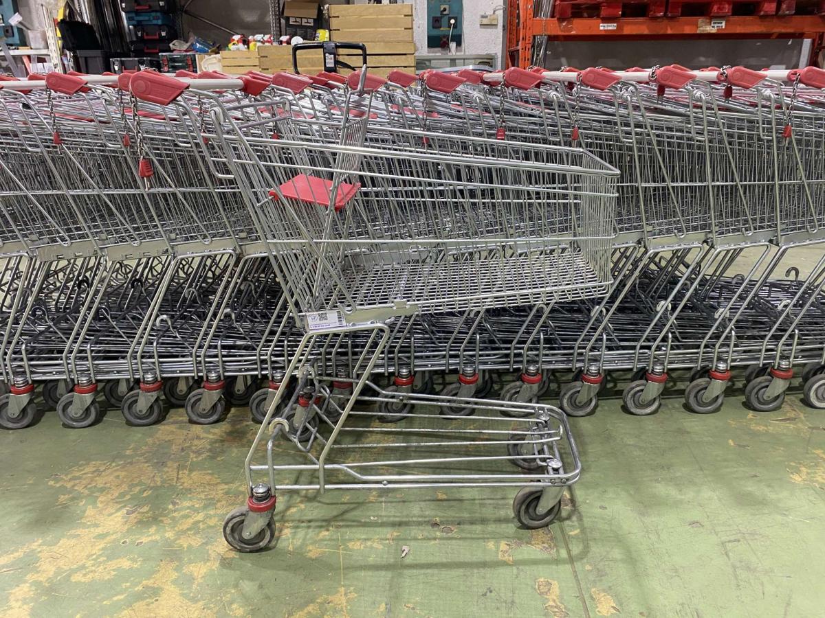 Wanzl D101 RC bevásárlókocsi szürke műanyagokkal – termékfotó elölnézet