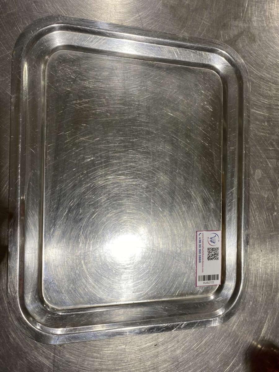 Rozsdamentes tálca 41*32,5*2 cm – termékfotó jobb oldalról