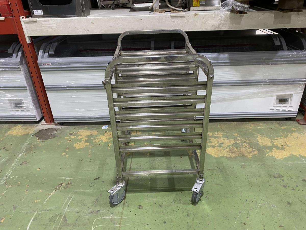 Rozsdamentes tálcaszállító kocsi 75*58*100 – termékfotó jobb oldalról